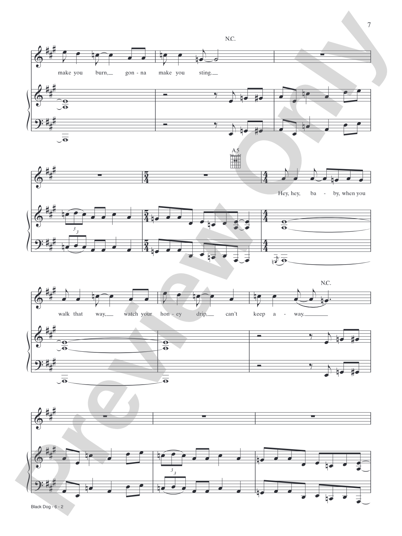 Black Dog: Piano/Vocal/Chords