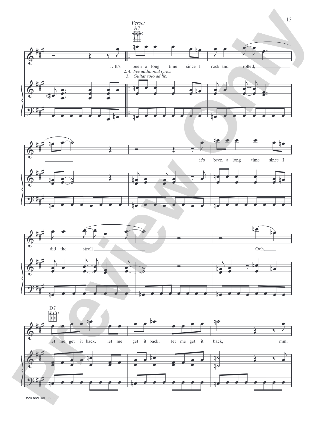 Rock and Roll: Piano/Vocal/Chords