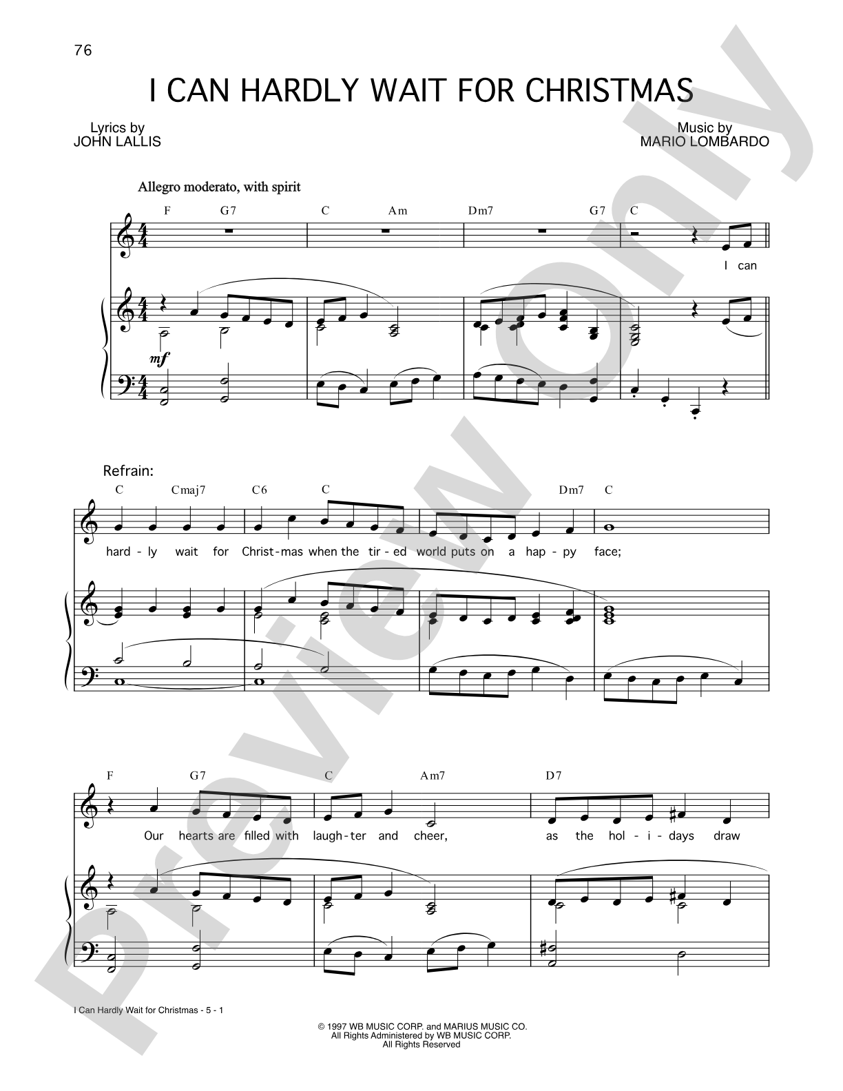 I Can Hardly Wait for Christmas: Piano/Vocal/Chords