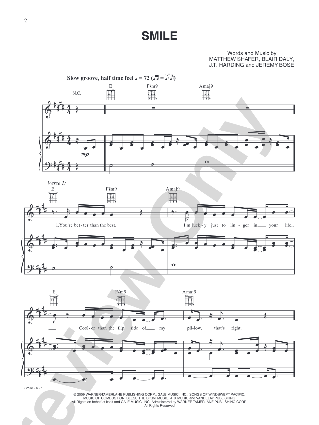 Smile: Piano/Vocal/Chords