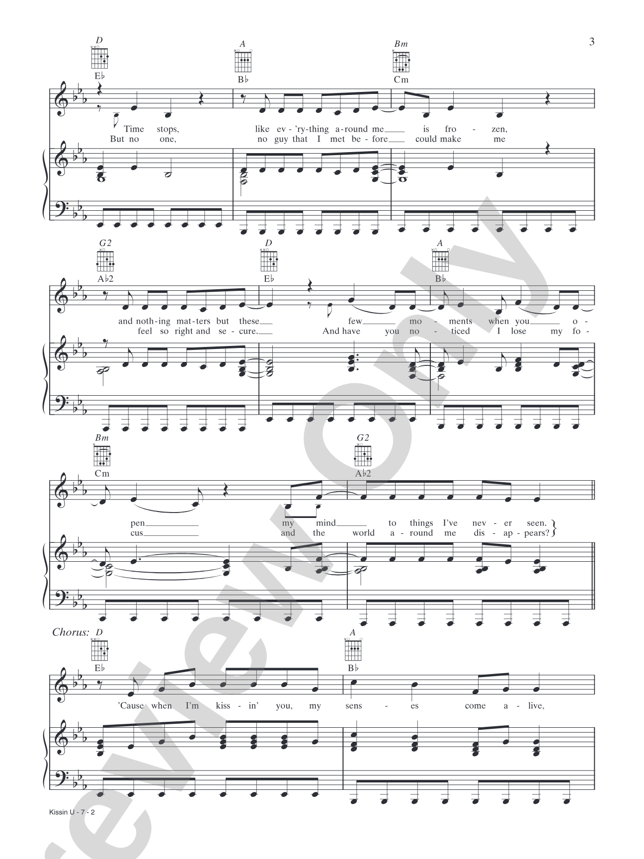 Kissing U: Piano/Vocal/Chords