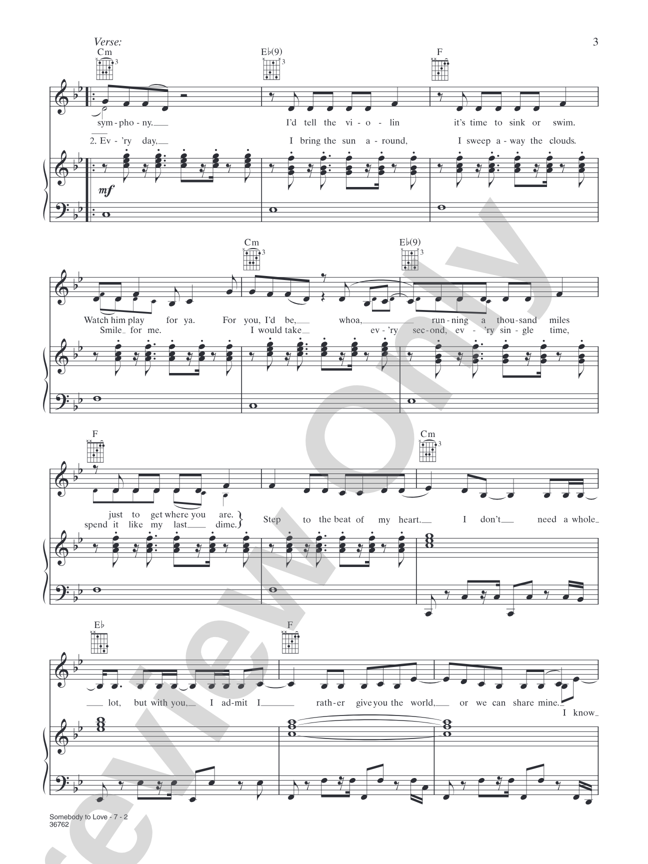 Somebody to Love: Piano/Vocal/Chords