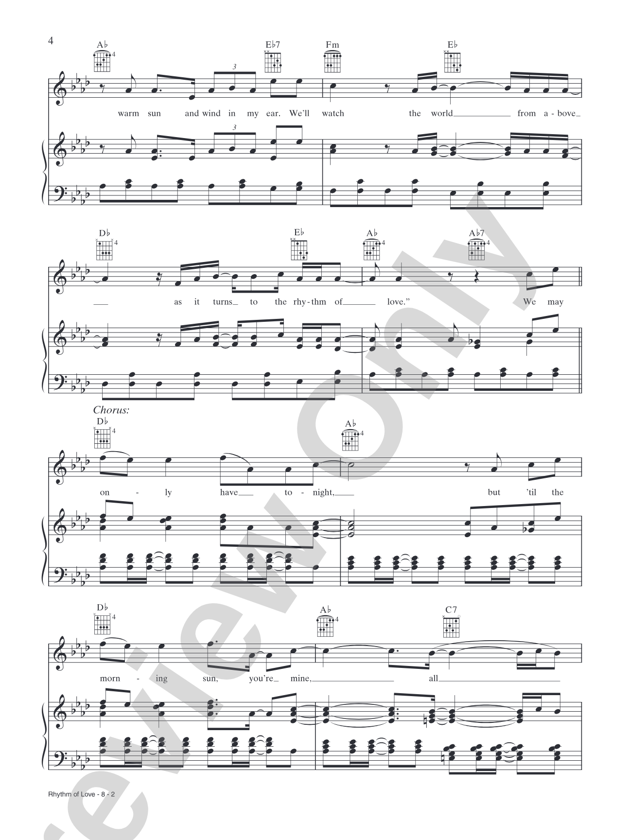 Rhythm of Love: Piano/Vocal/Chords