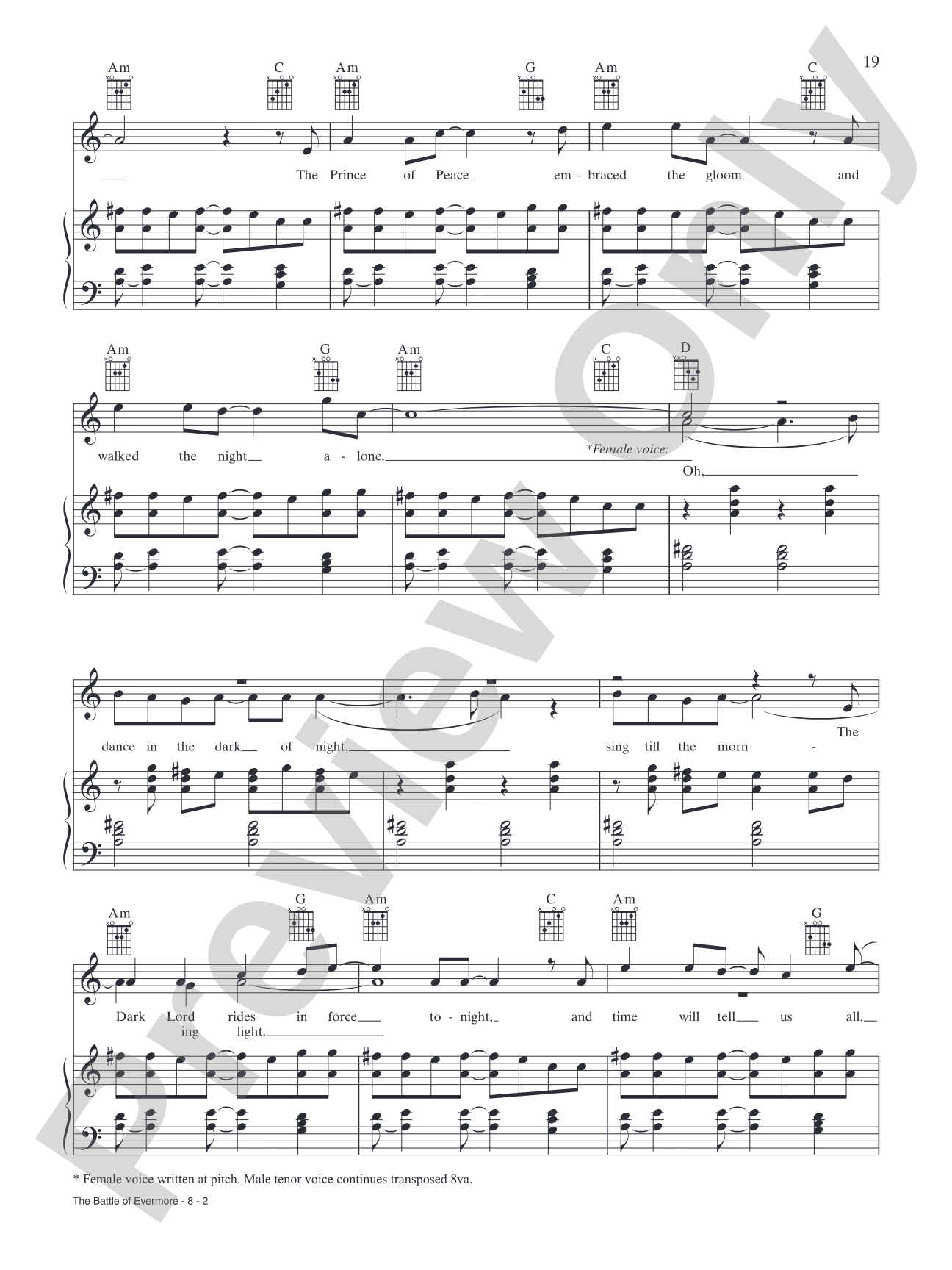 The Battle of Evermore: Piano/Vocal/Chords