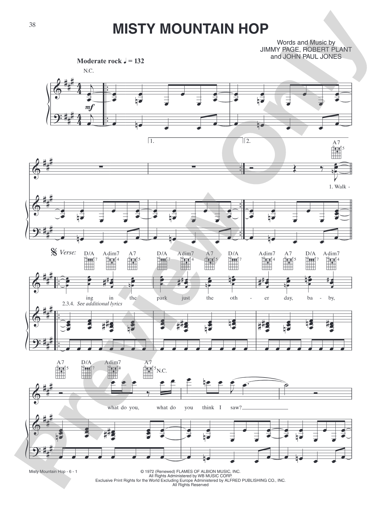 Misty Mountain Hop: Piano/Vocal/Chords