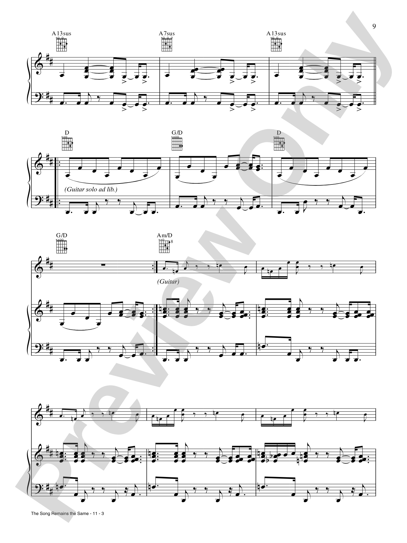 The Song Remains the Same: Piano/Vocal/Chords