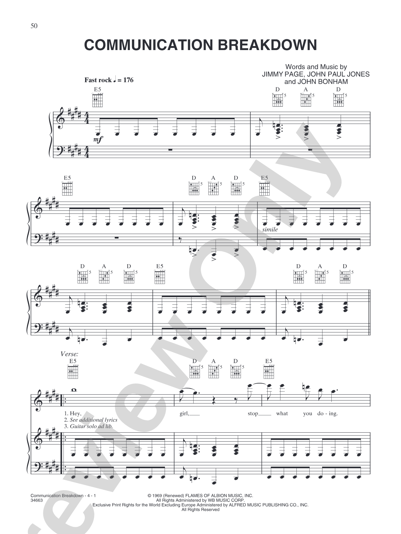 Communication Breakdown: Piano/Vocal/Chords