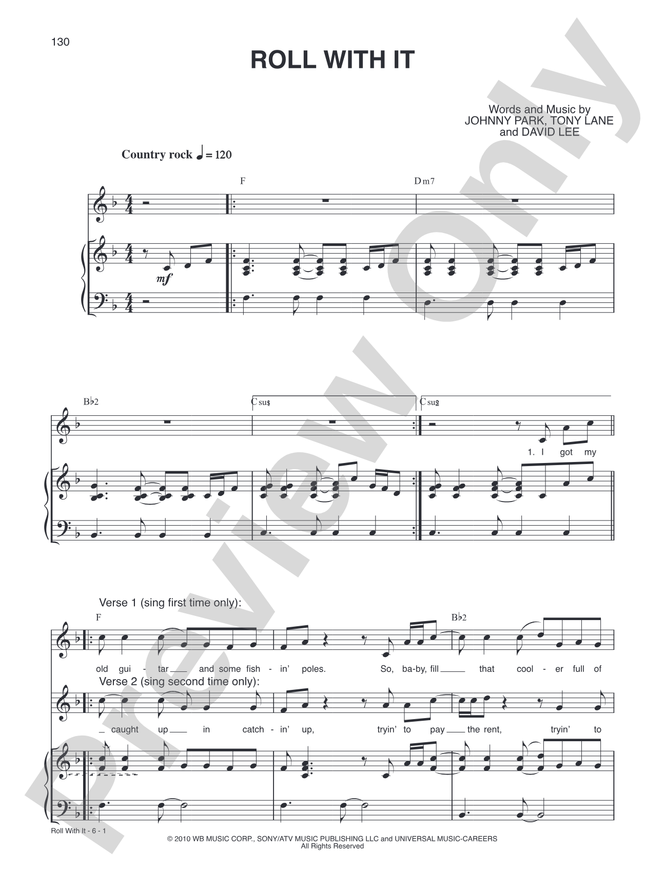 Roll With It: Piano/Vocal/Chords