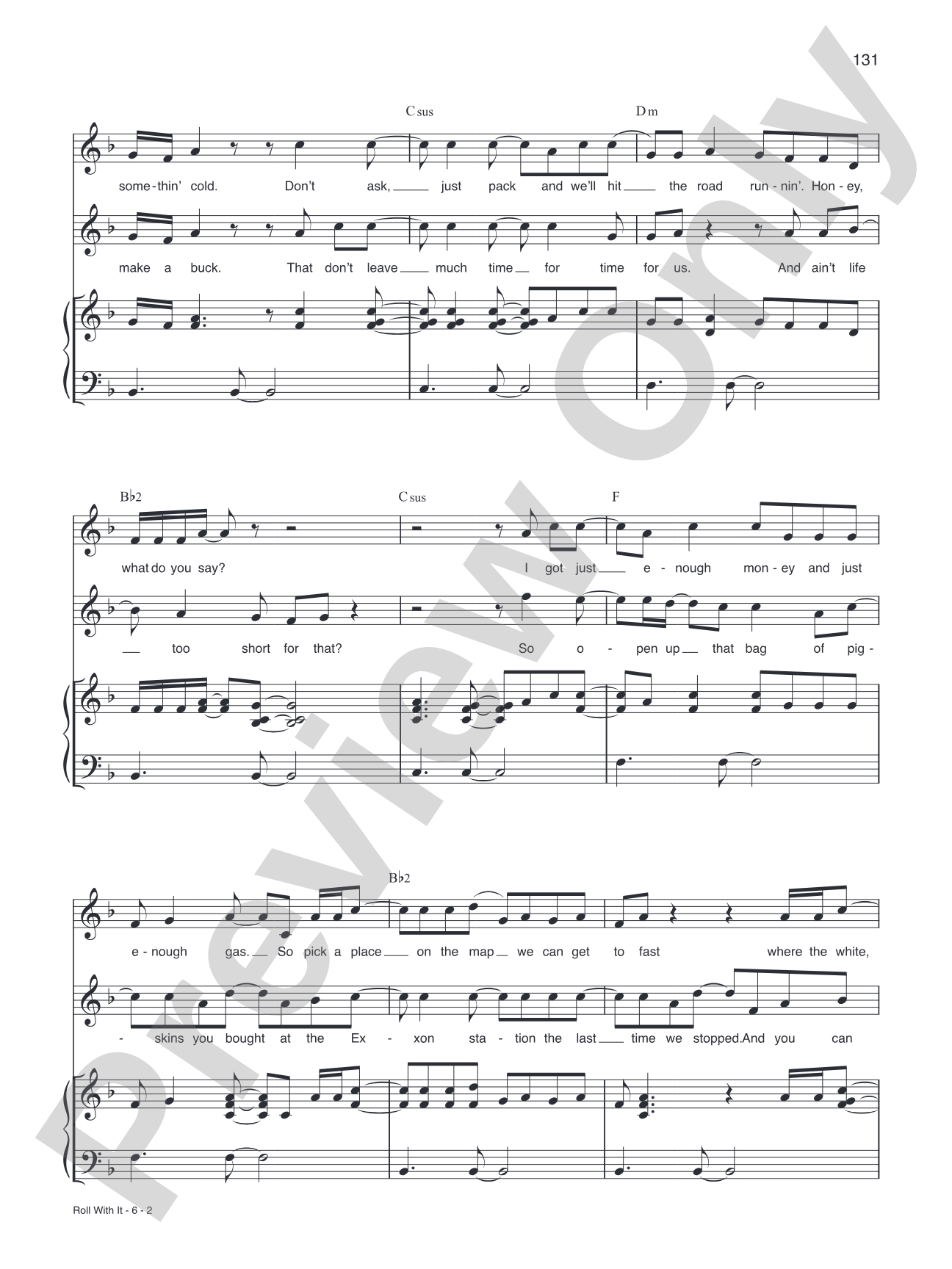 Roll With It: Piano/Vocal/Chords
