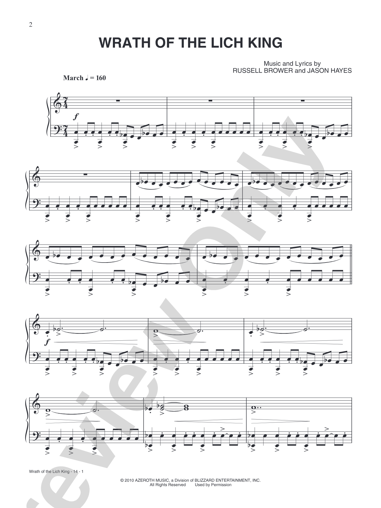 Wrath of the Lich King (Main Title) (from "World of Warcraft: Wrath of the Lich King"): Piano/Vocal/Chords