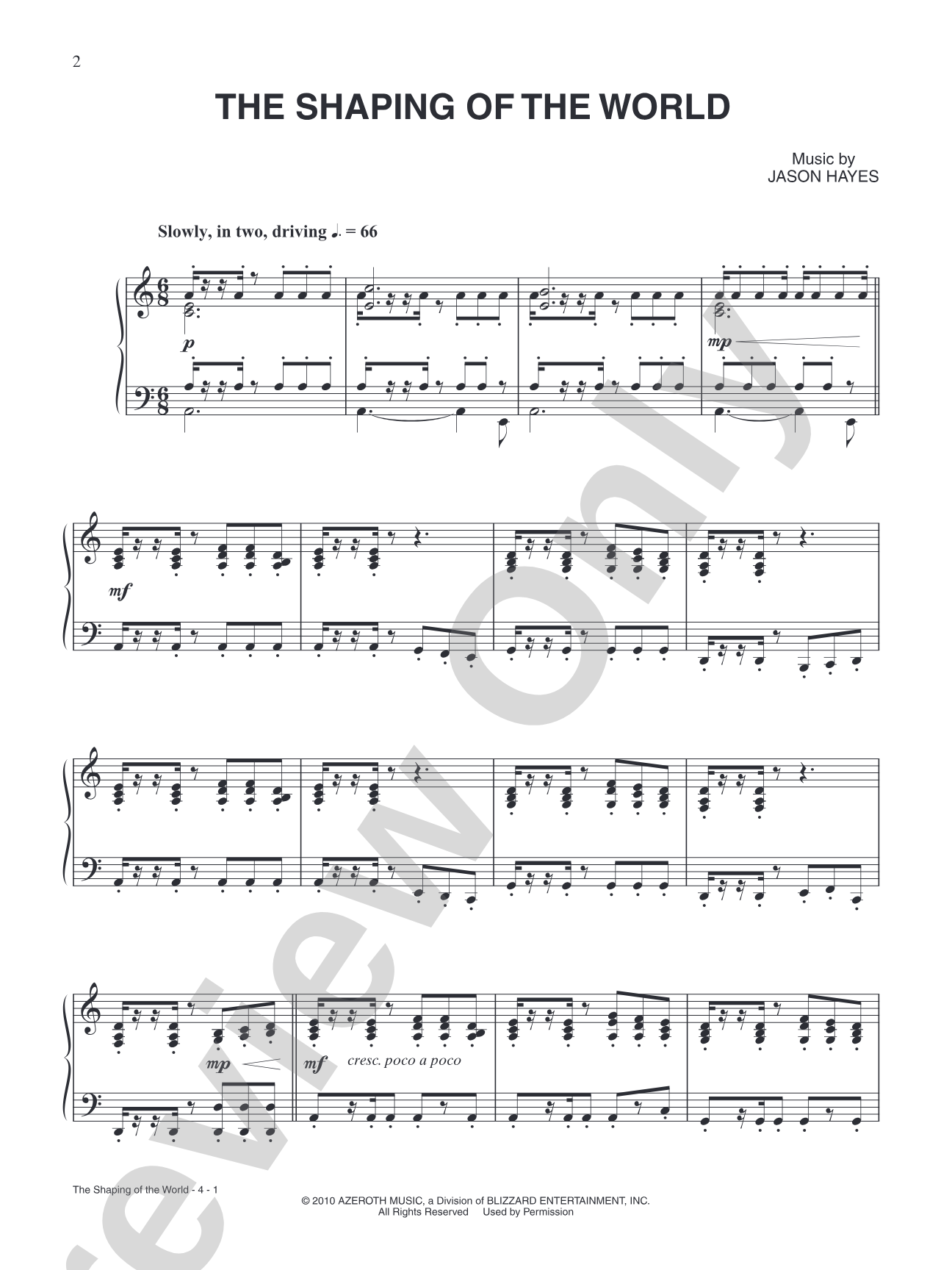 The Shaping of the World (from "World of Warcraft"): Piano