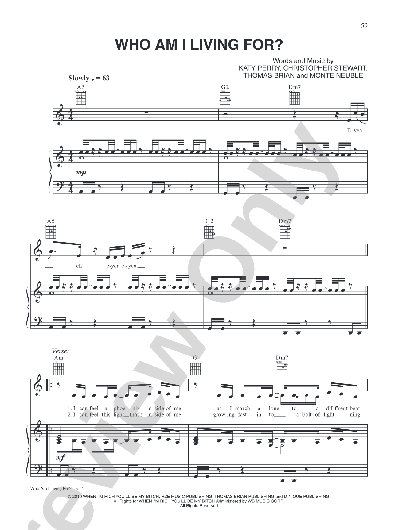 Who Am I Living For?: Piano/Vocal/Chords