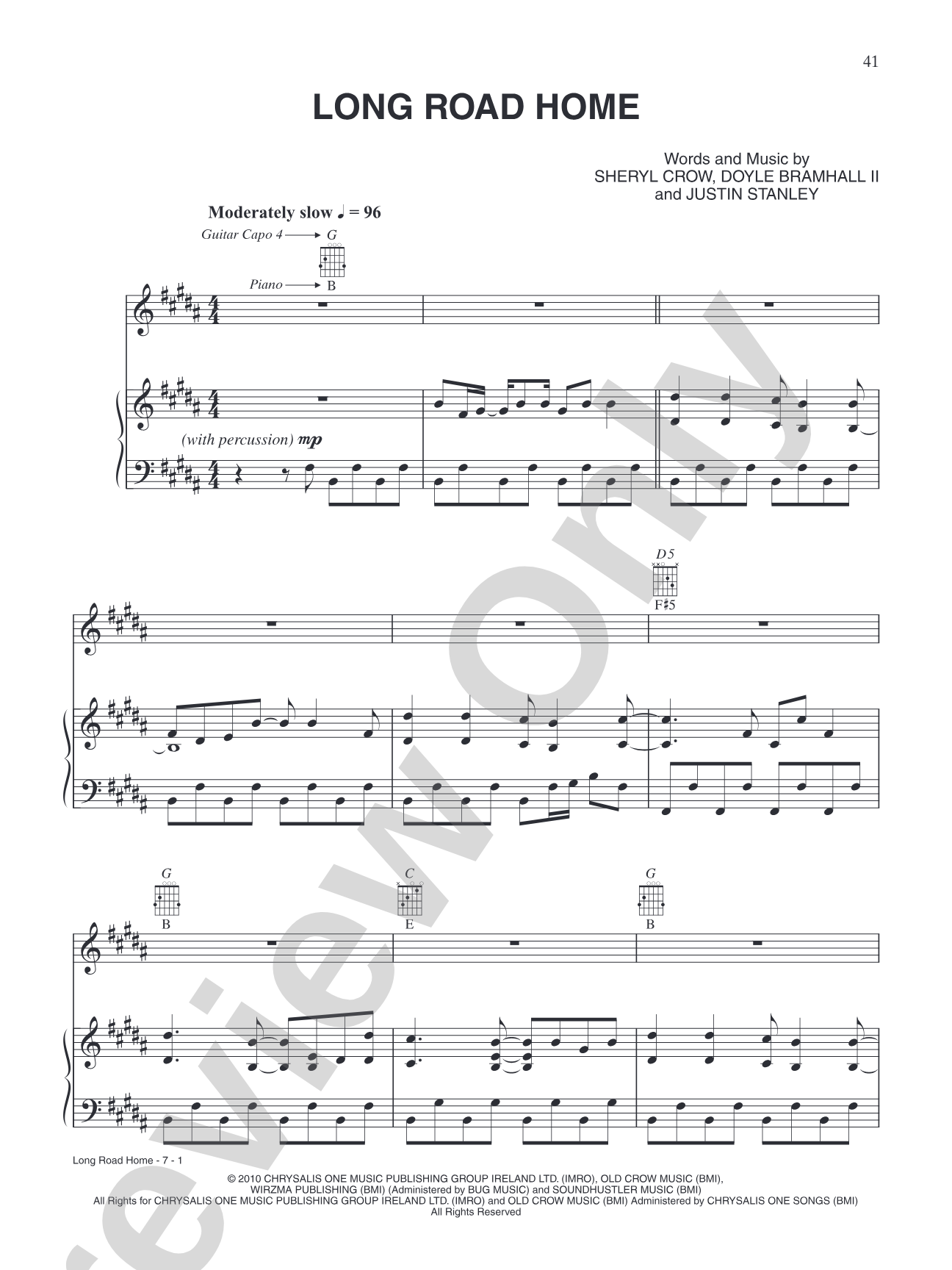 Long Road Home: Piano/Vocal/Chords