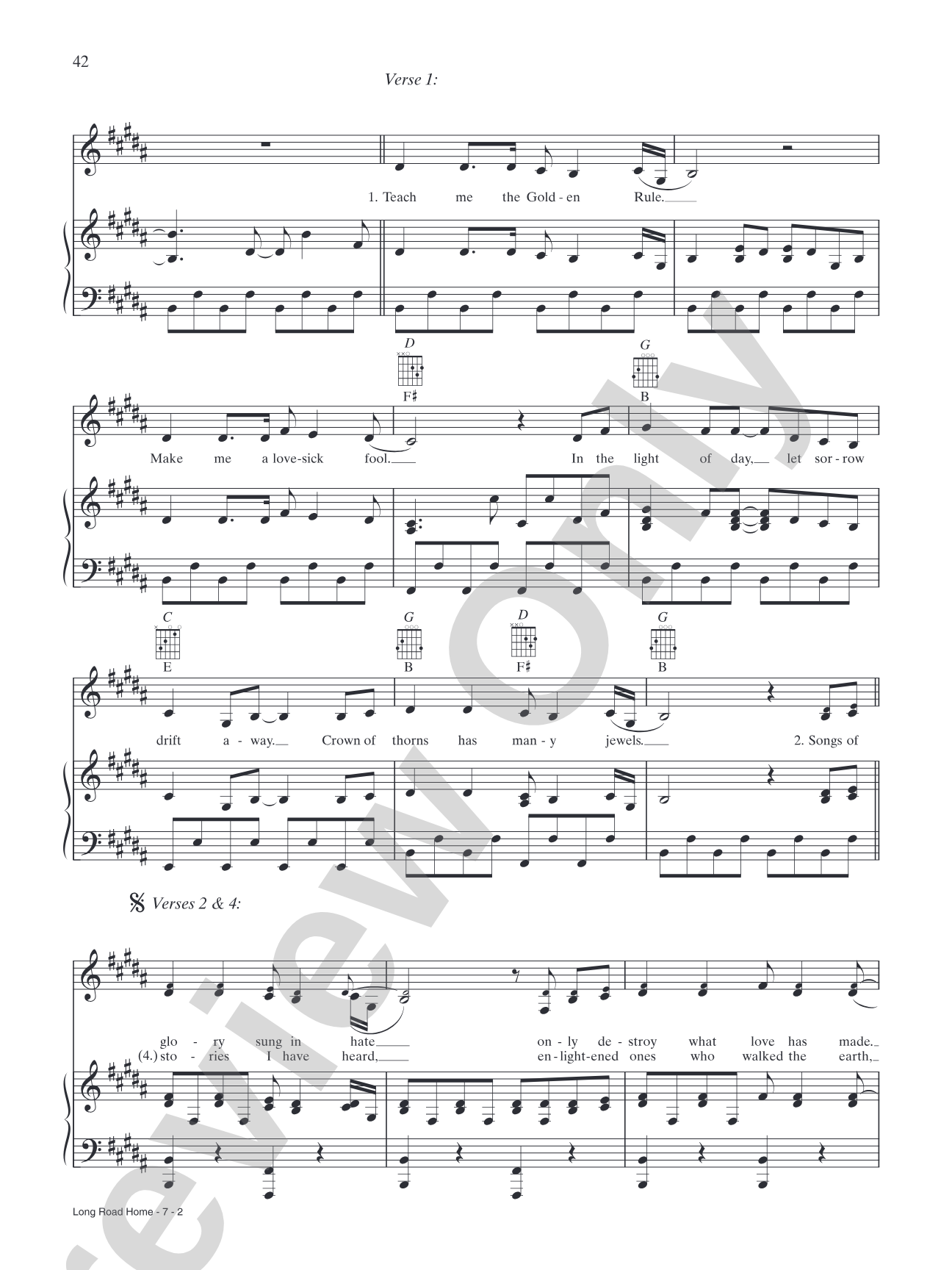Long Road Home: Piano/Vocal/Chords