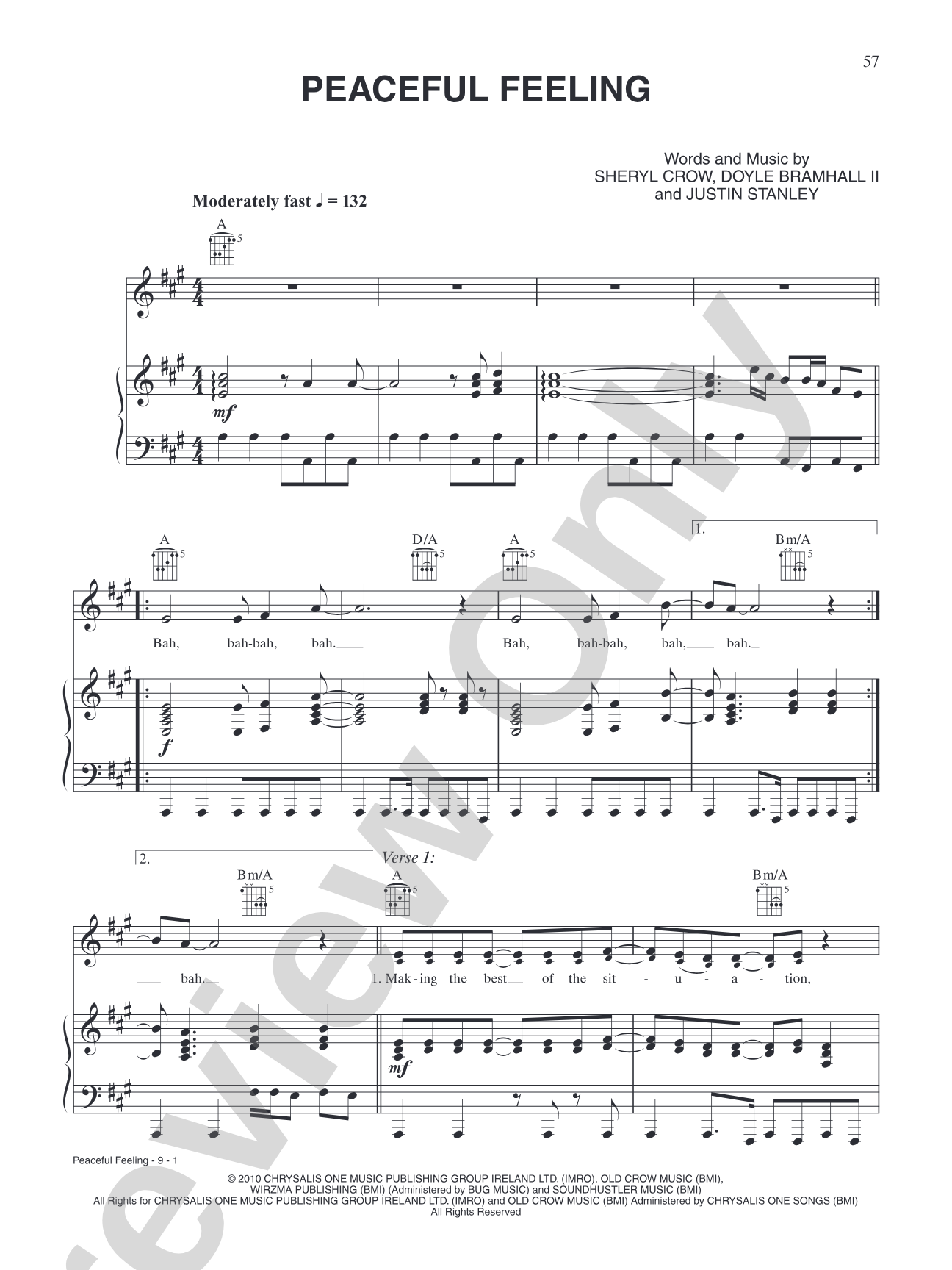 Peaceful Feeling: Piano/Vocal/Chords