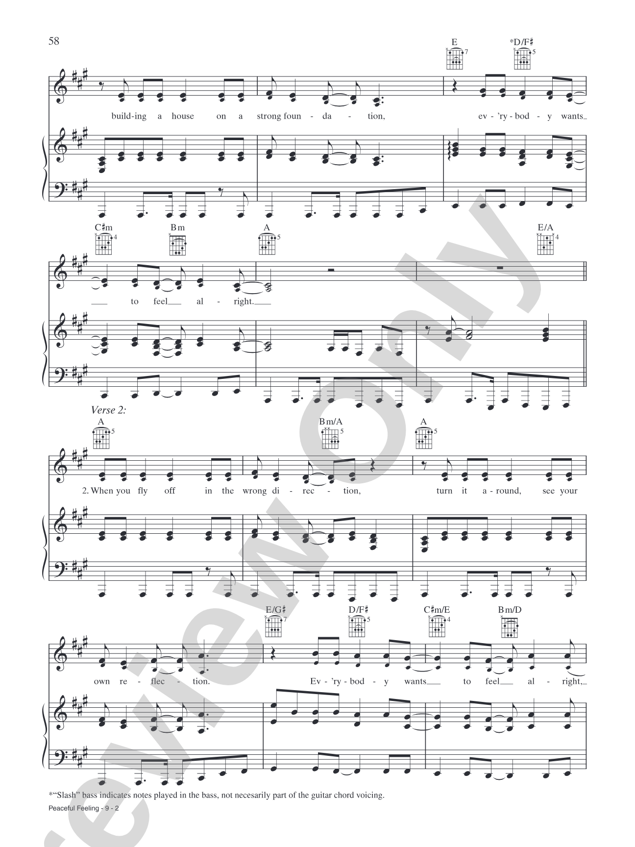Peaceful Feeling: Piano/Vocal/Chords