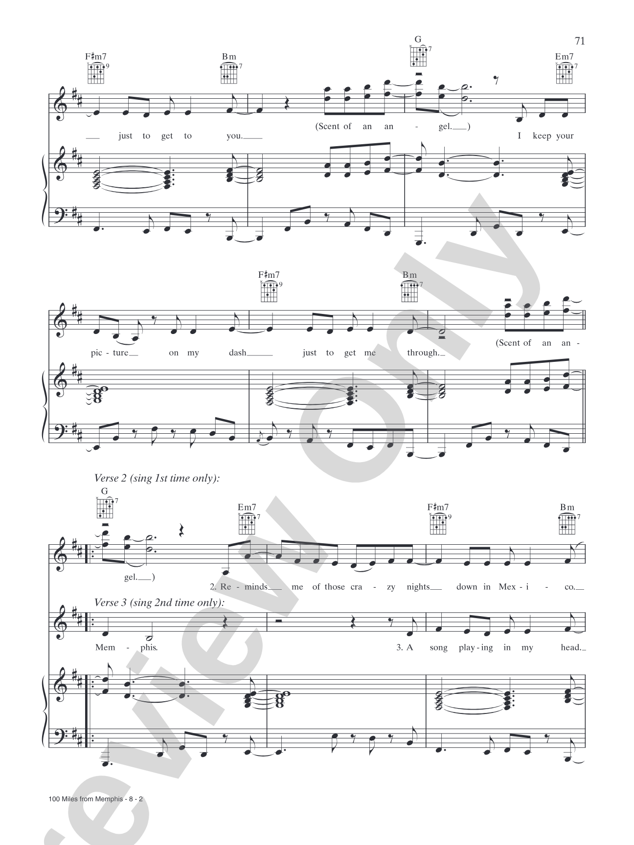 100 Miles From Memphis: Piano/Vocal/Chords