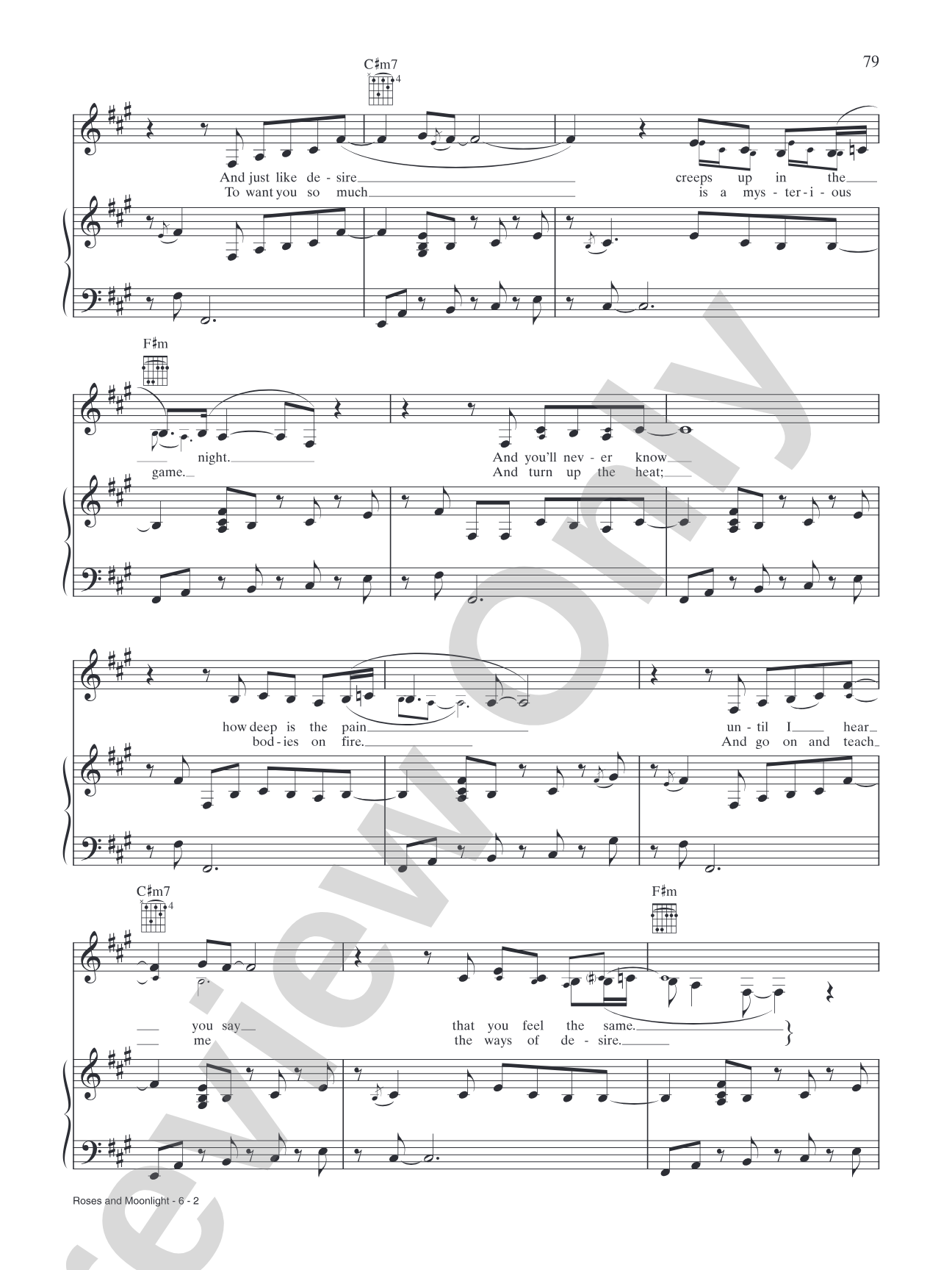 Roses and Moonlight: Piano/Vocal/Chords