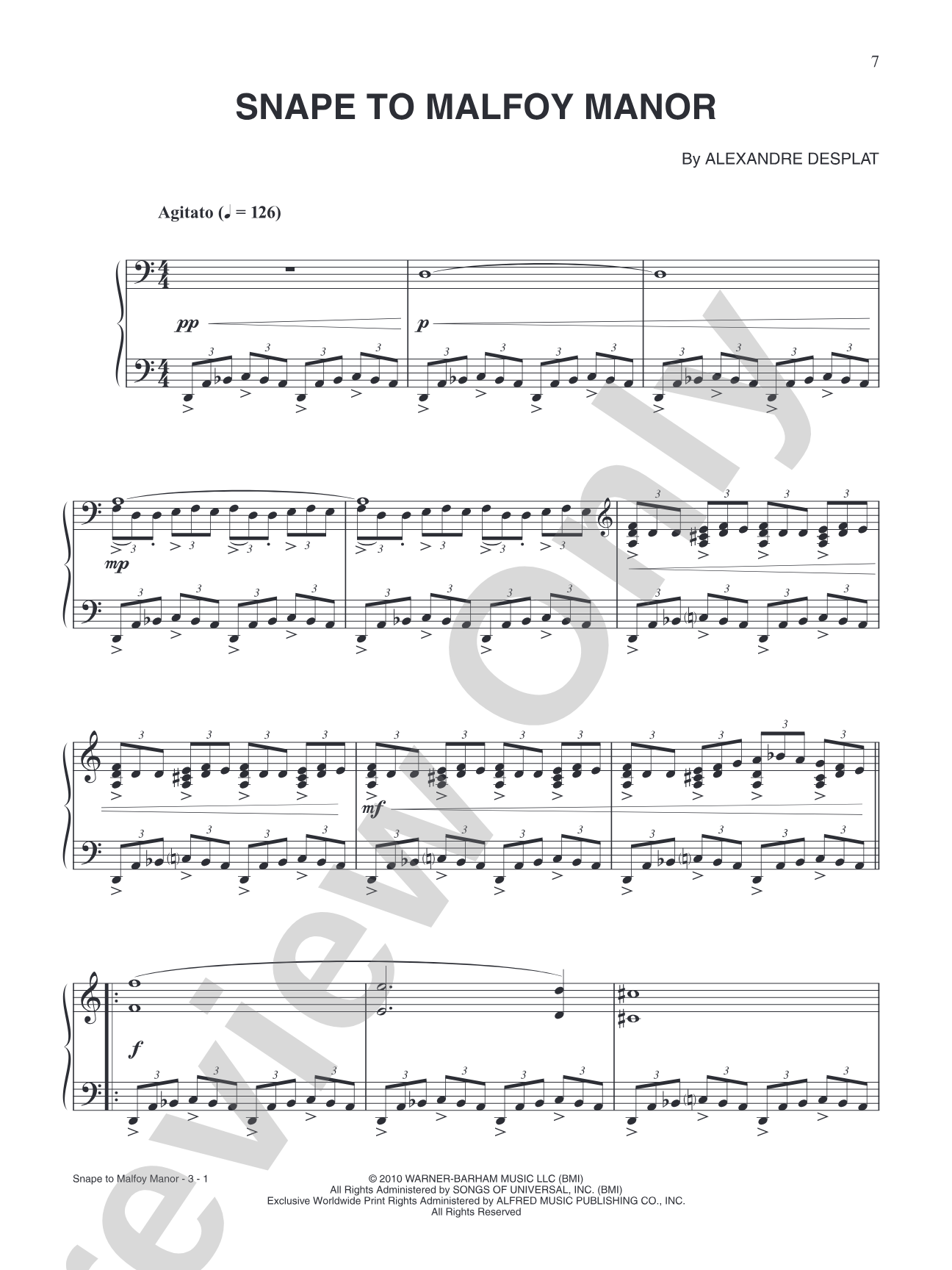 Snape to Malfoy Manor (from "Harry Potter & The Deathly Hallows: Part 1"): Piano