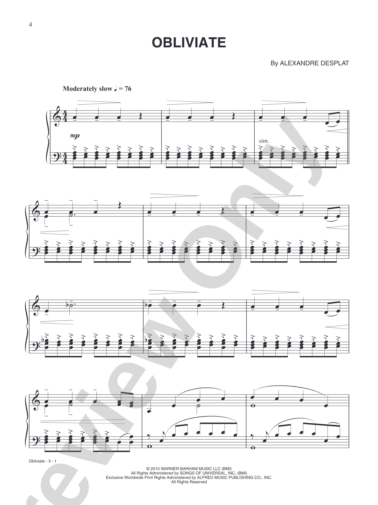 Obliviate (from "Harry Potter & The Deathly Hallows: Part 1"): Piano