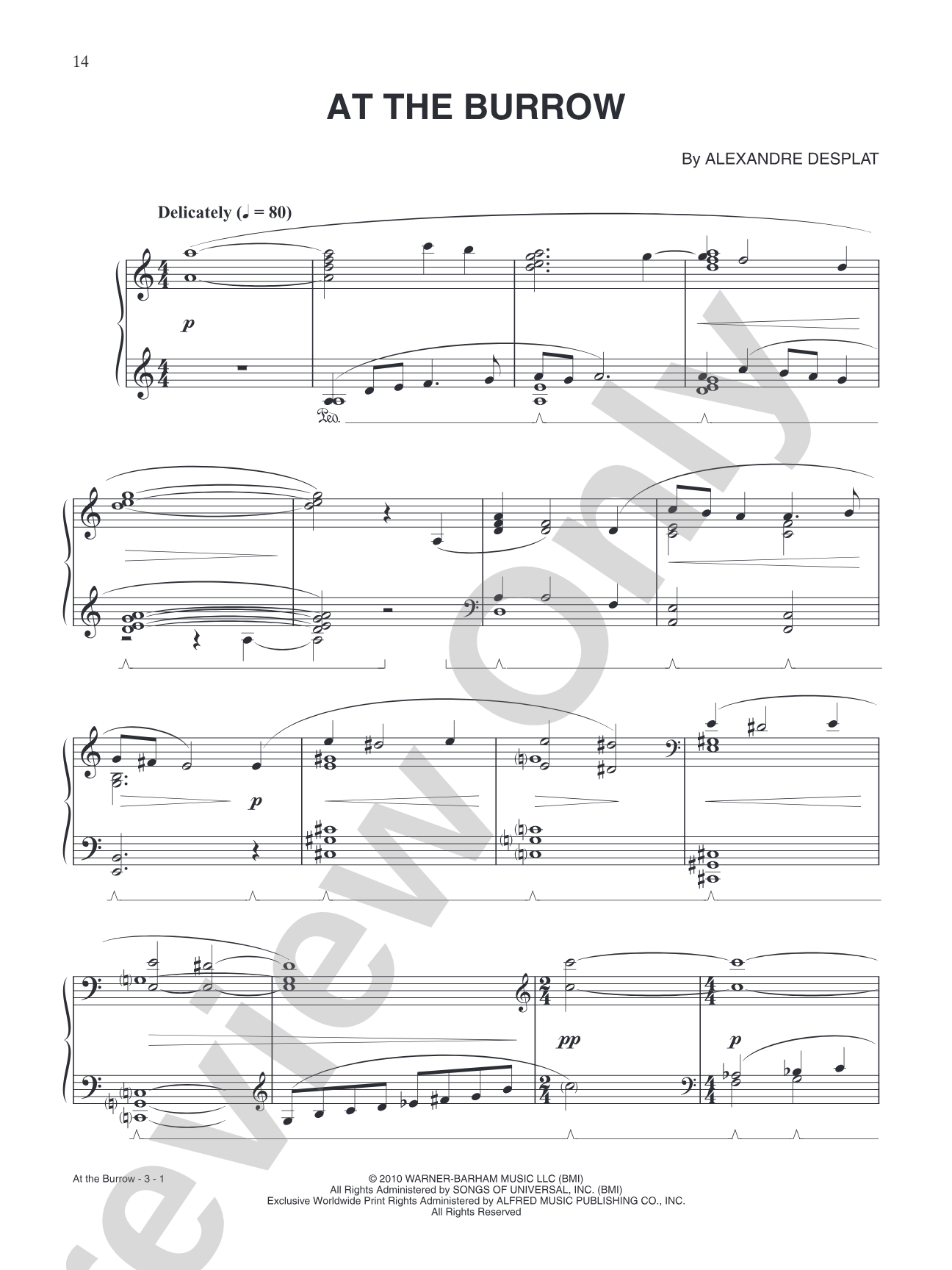 At the Burrow (from "Harry Potter & The Deathly Hallows: Part 1"): Piano