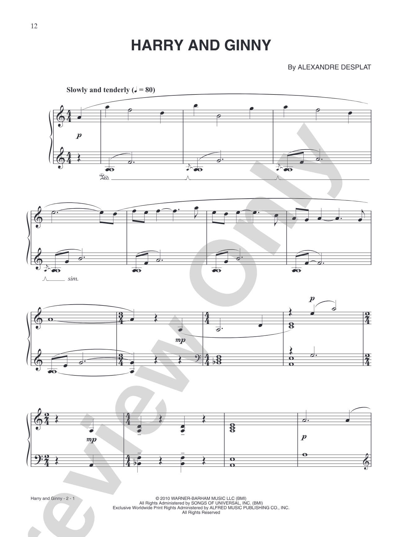 Harry and Ginny (from "Harry Potter & The Deathly Hallows: Part 1"): Piano