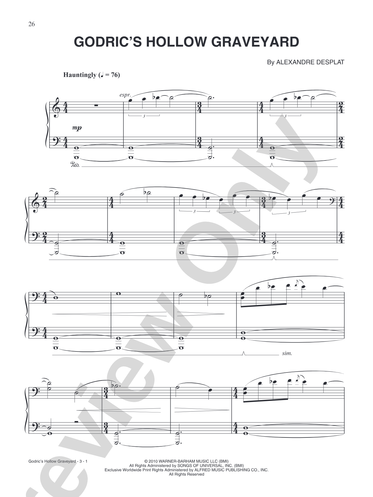 Godric's Hollow Graveyard (from "Harry Potter & The Deathly Hallows: Part 1"): Piano