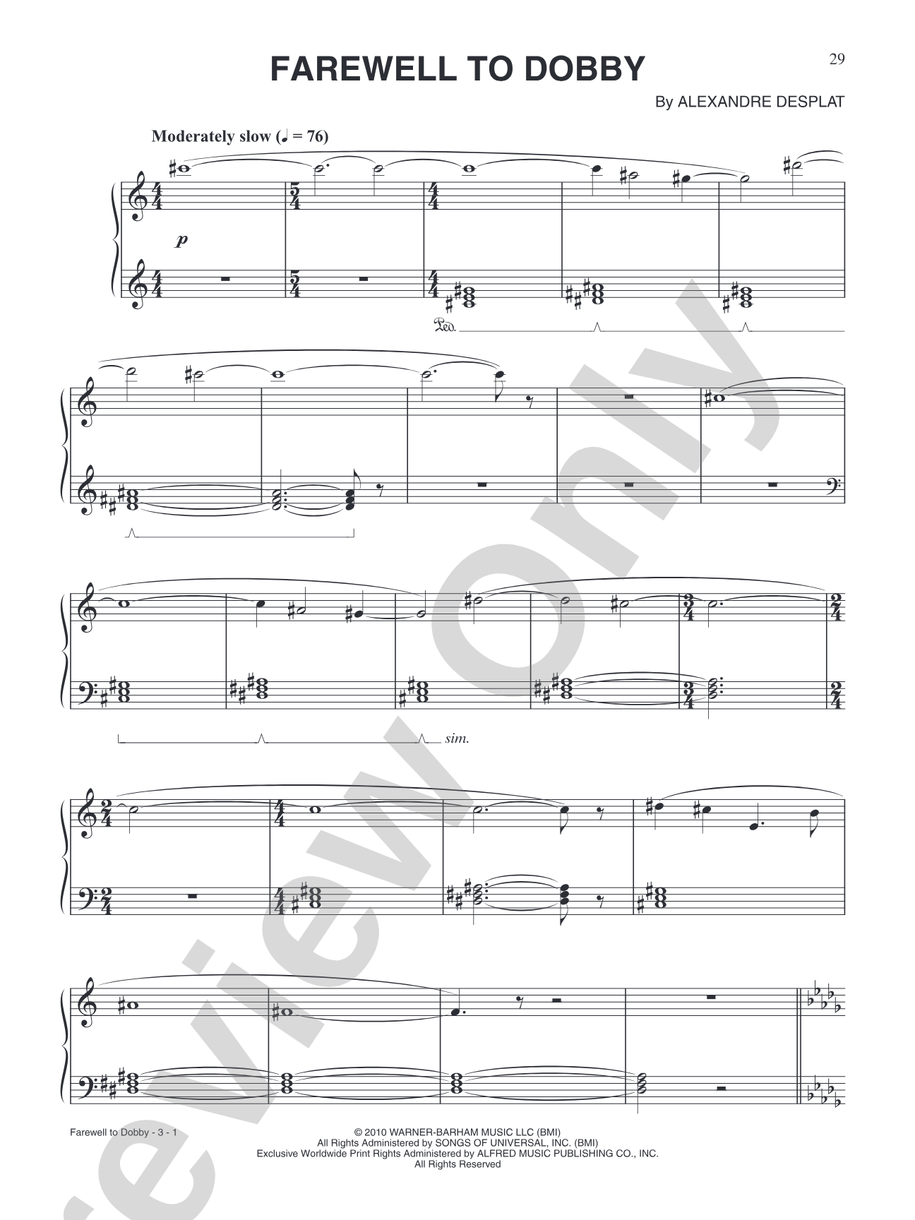 Farewell to Dobby (from "Harry Potter & The Deathly Hallows: Part 1"): Piano