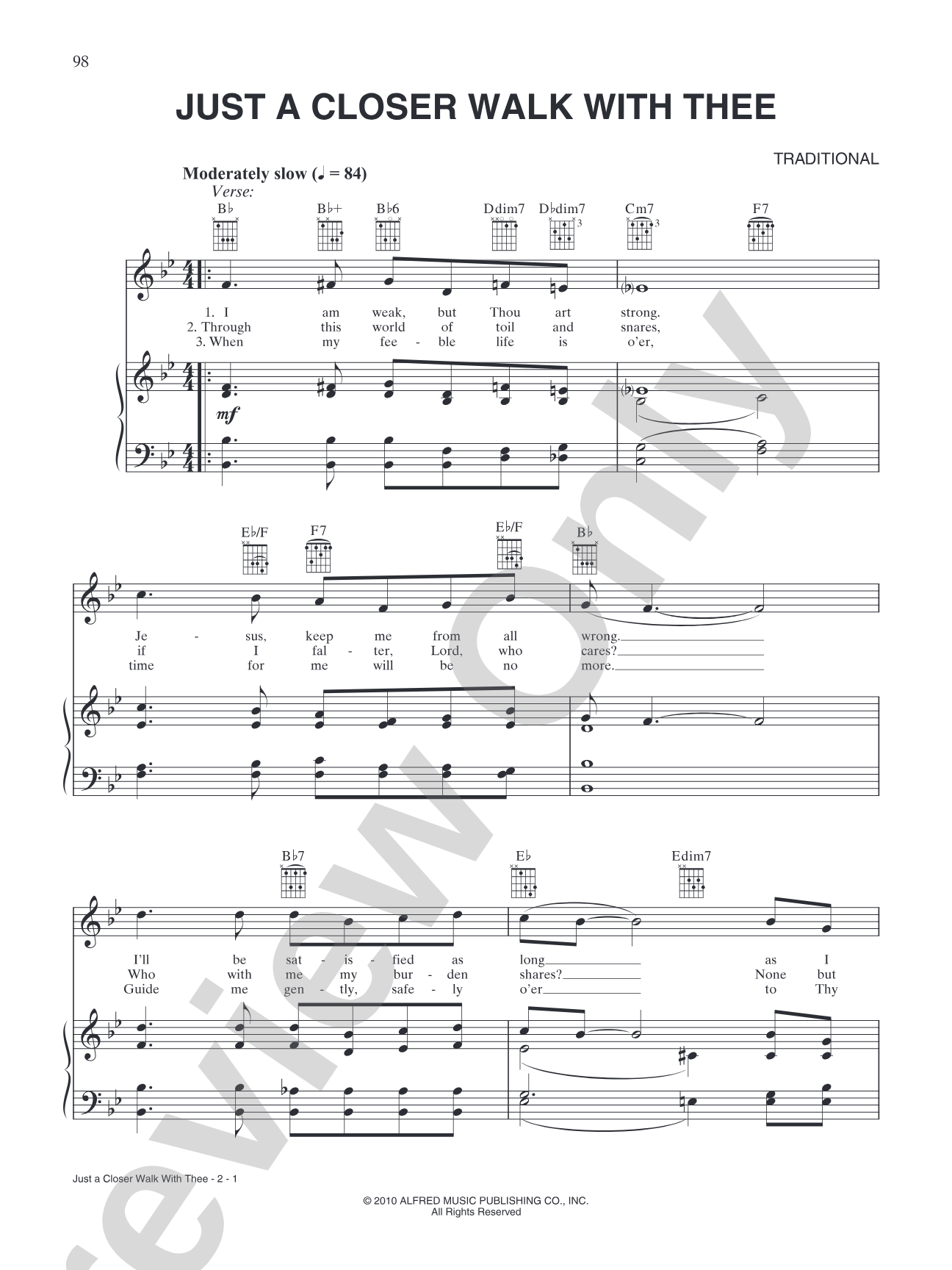 Just a Closer Walk With Thee: Piano/Vocal/Chords