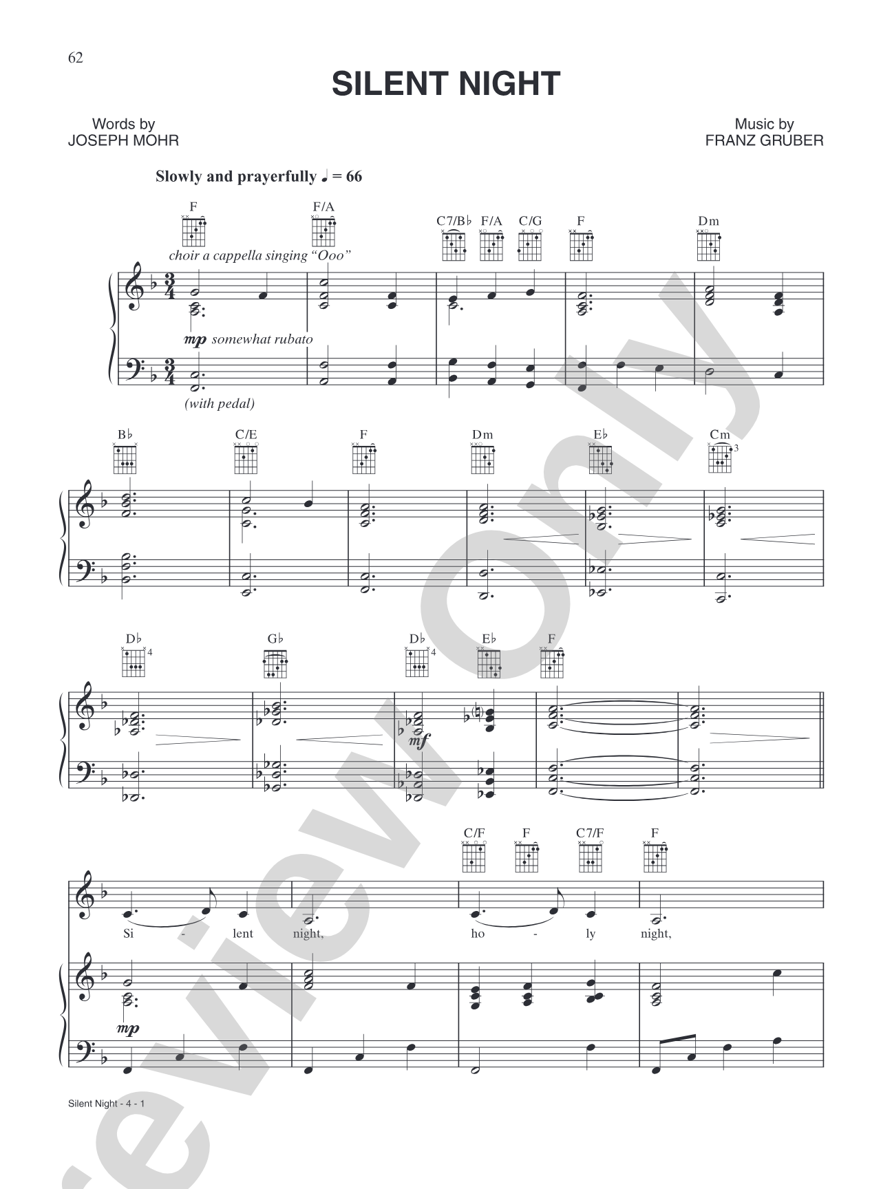 Silent Night: Piano/Vocal/Chords