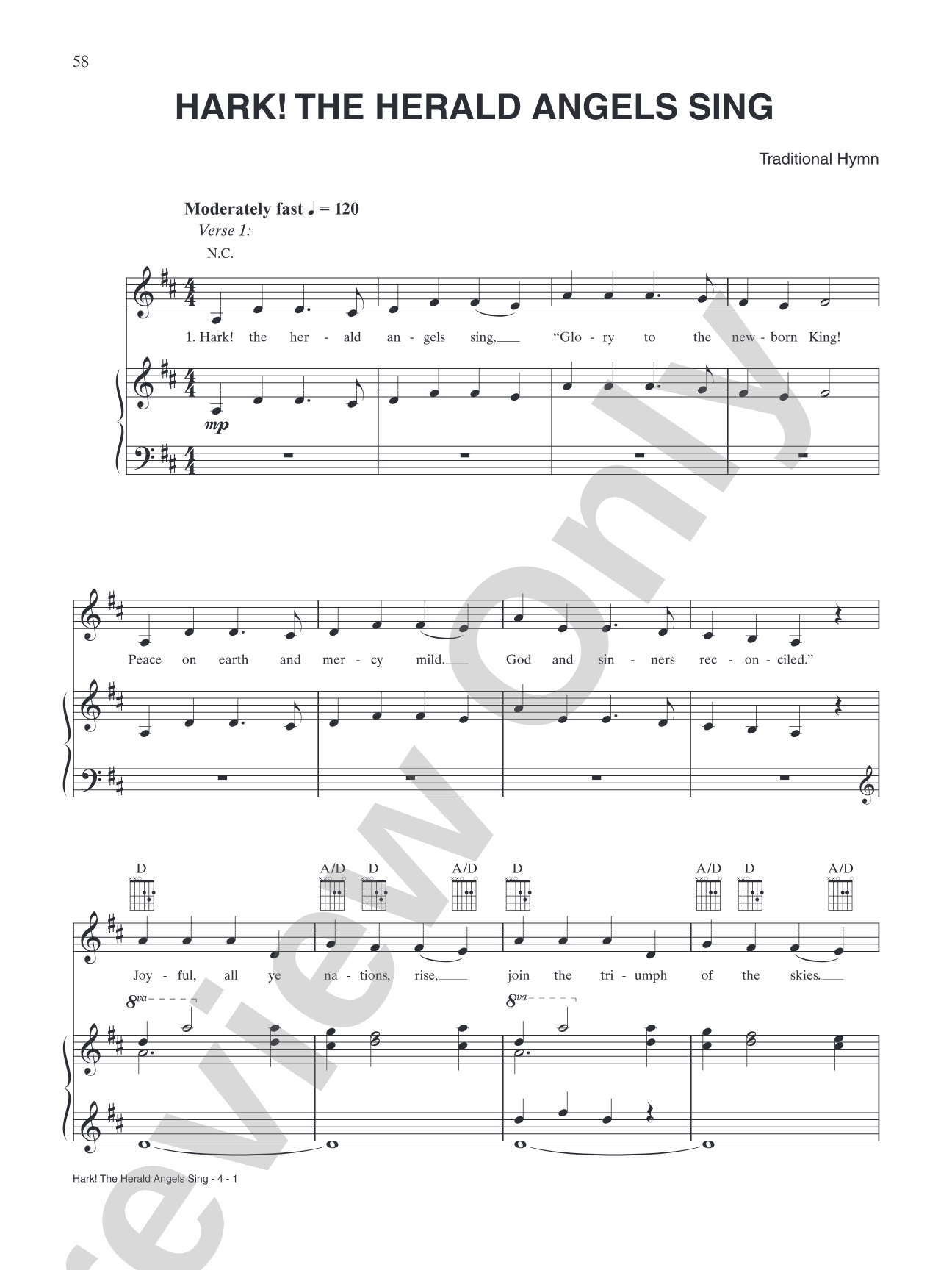 Hark! The Herald Angels Sing: Piano/Vocal/Chords