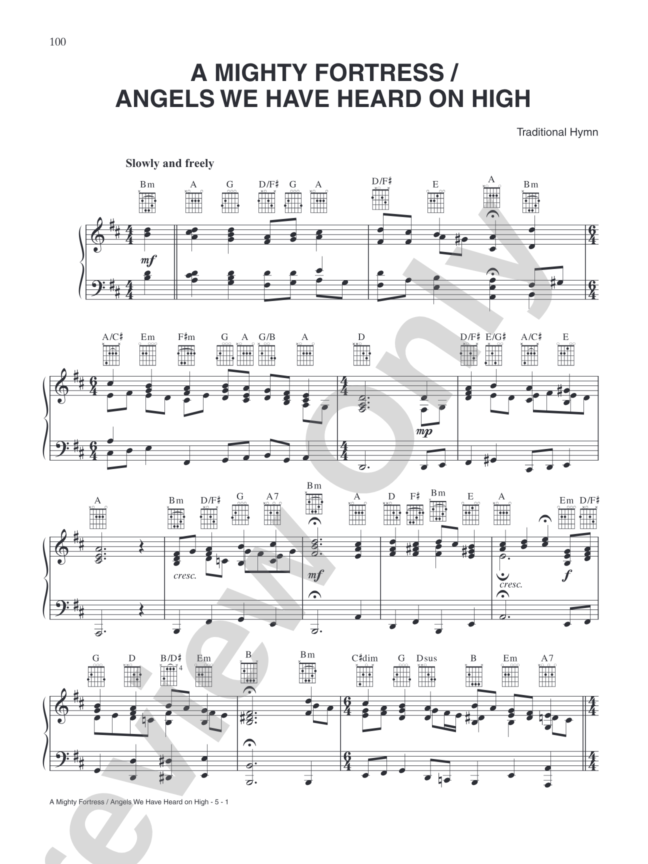 Mighty Fortress / Angels We Have Heard On High: Piano/Vocal/Chords