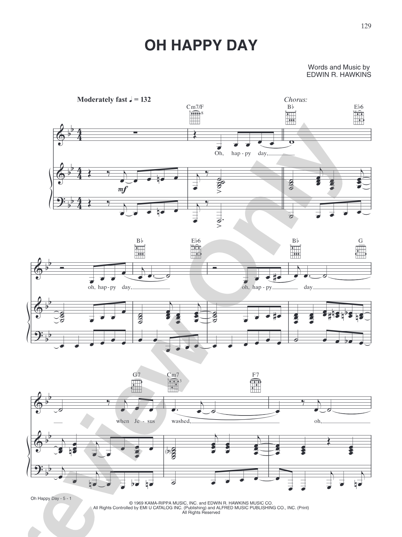 Oh Happy Day: Piano/Vocal/Chords
