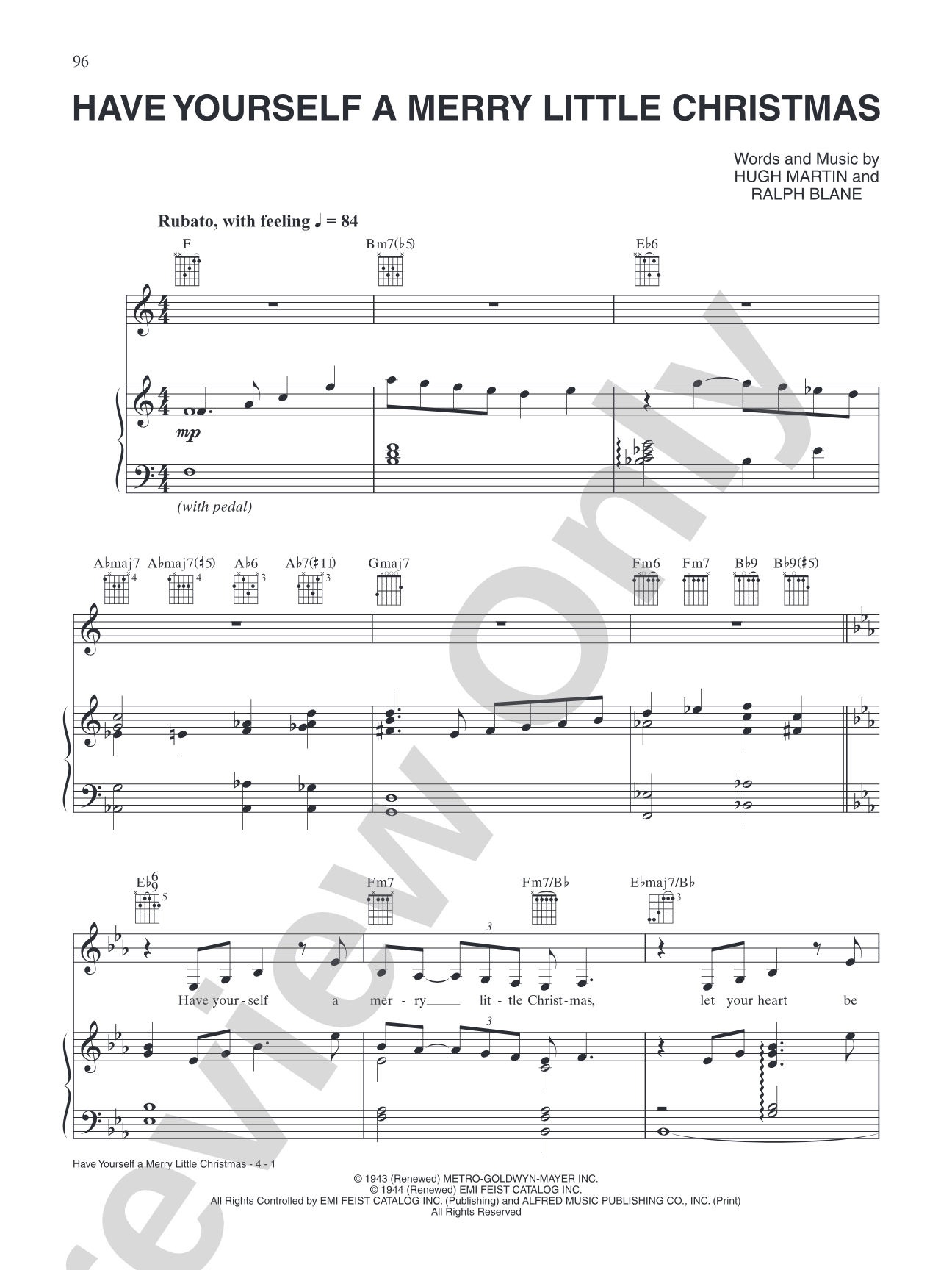 Have Yourself a Merry Little Christmas: Piano/Vocal/Chords