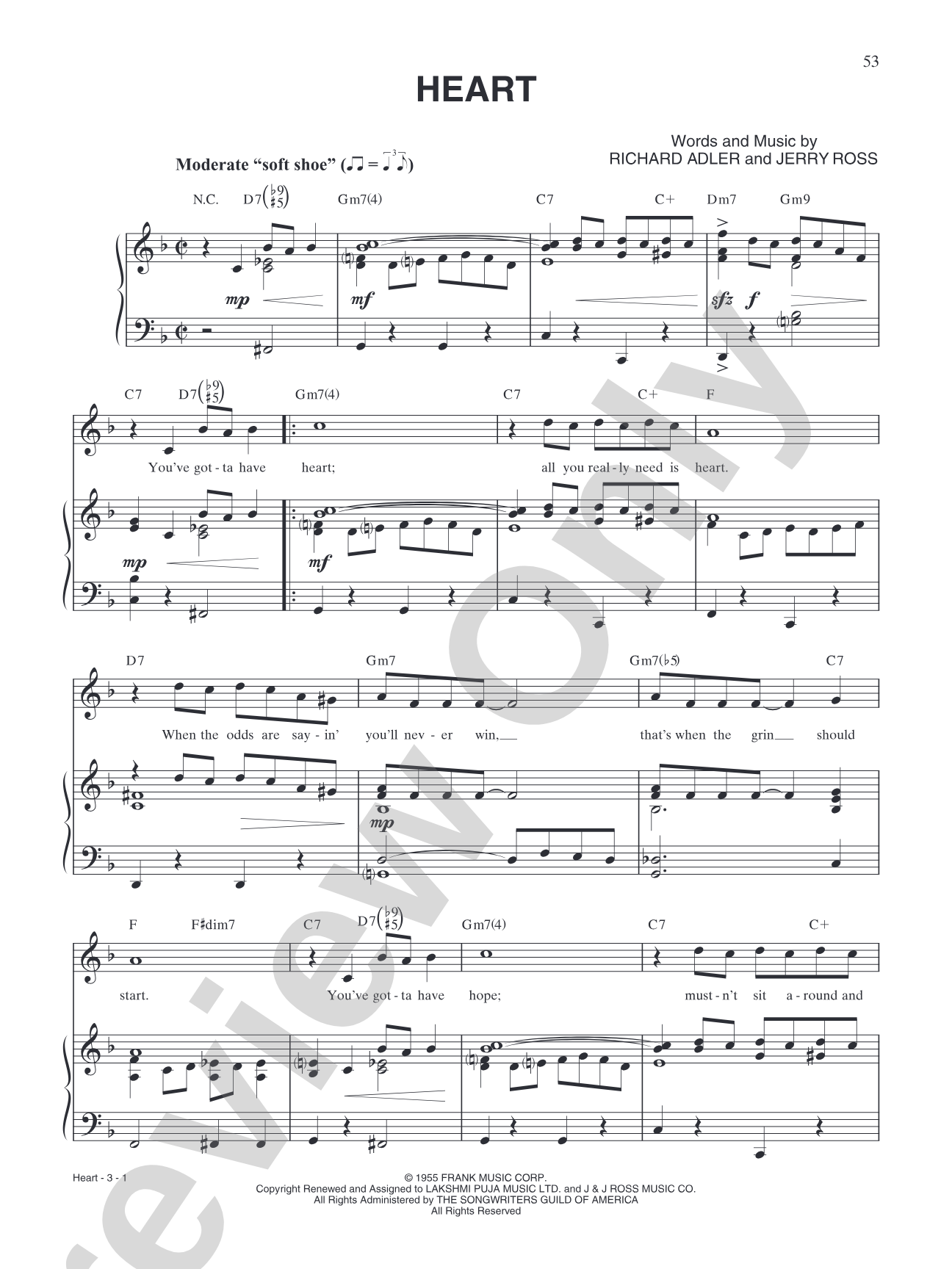 Heart (from "Damn Yankees"): Piano/Vocal/Chords