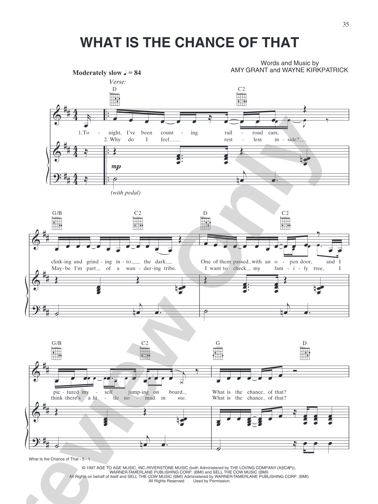 What Is The Chance Of That: Piano/Vocal/Chords