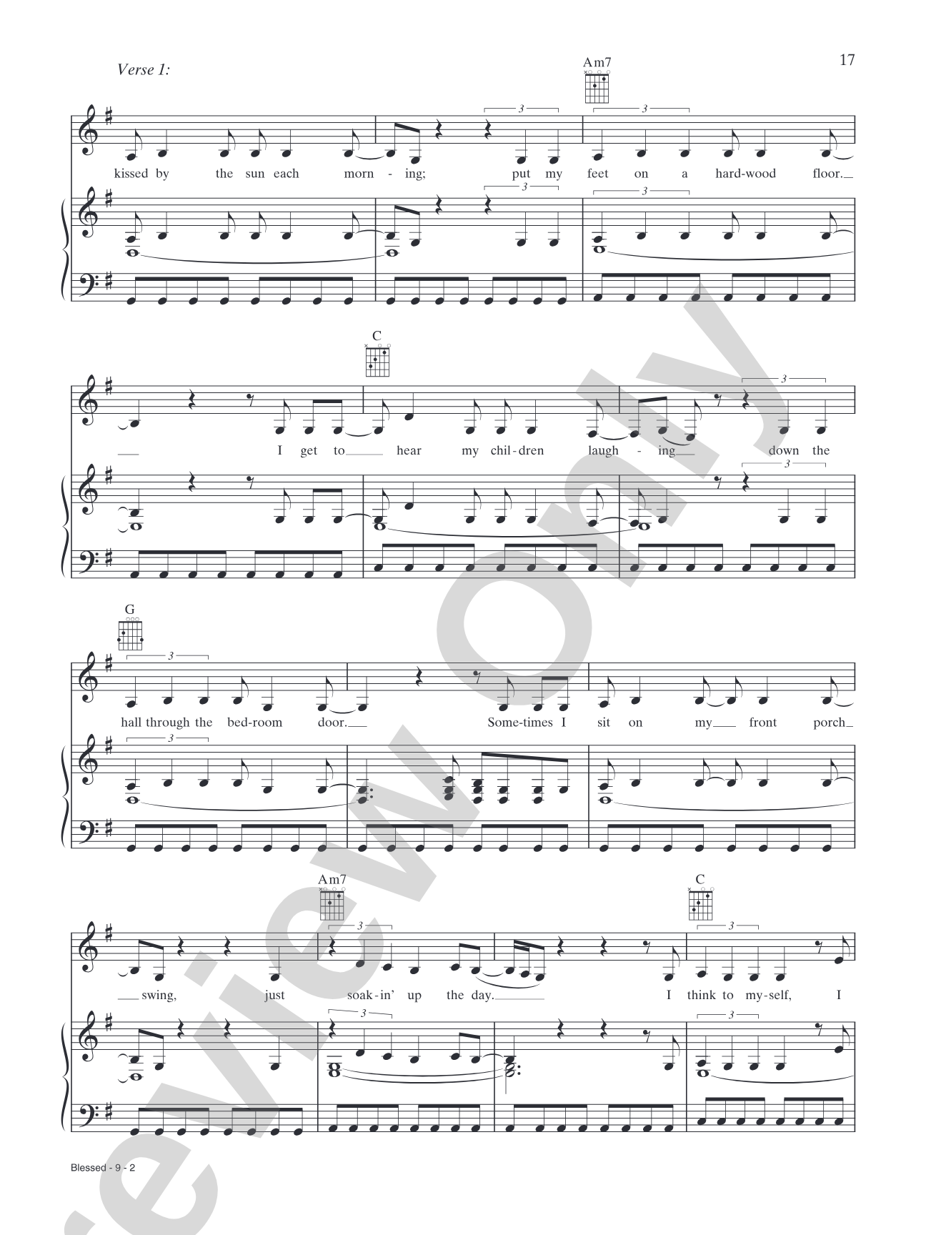 Blessed: Piano/Vocal/Chords