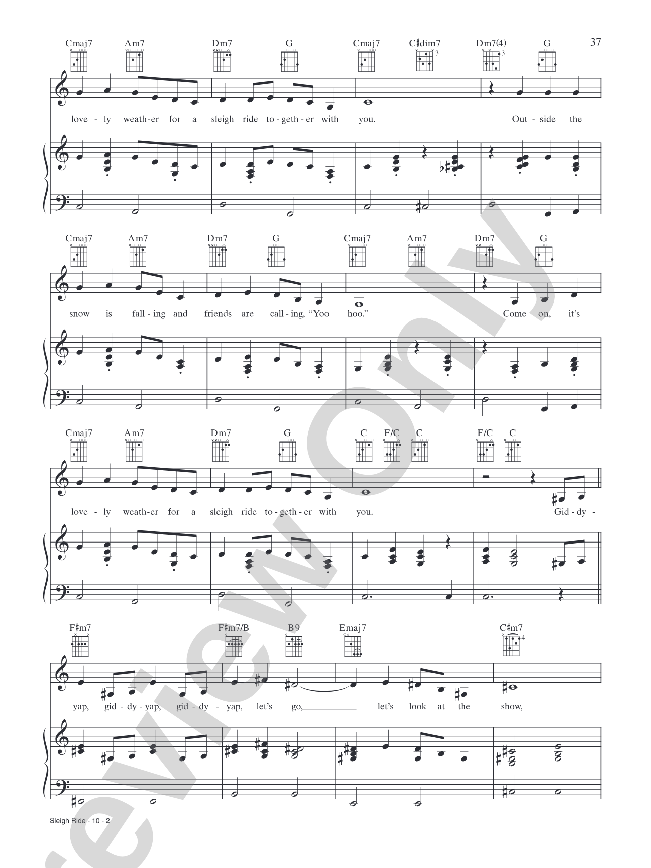 Sleigh Ride: Piano/Vocal/Chords