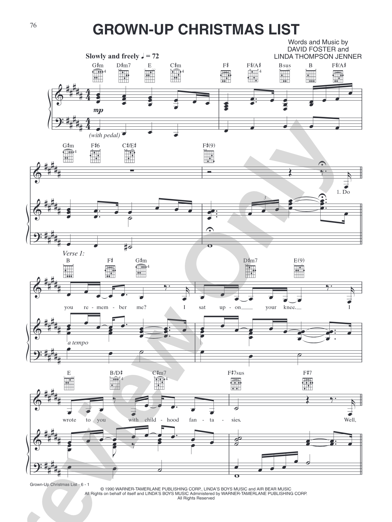 Grown-up Christmas List: Piano/Vocal/Chords