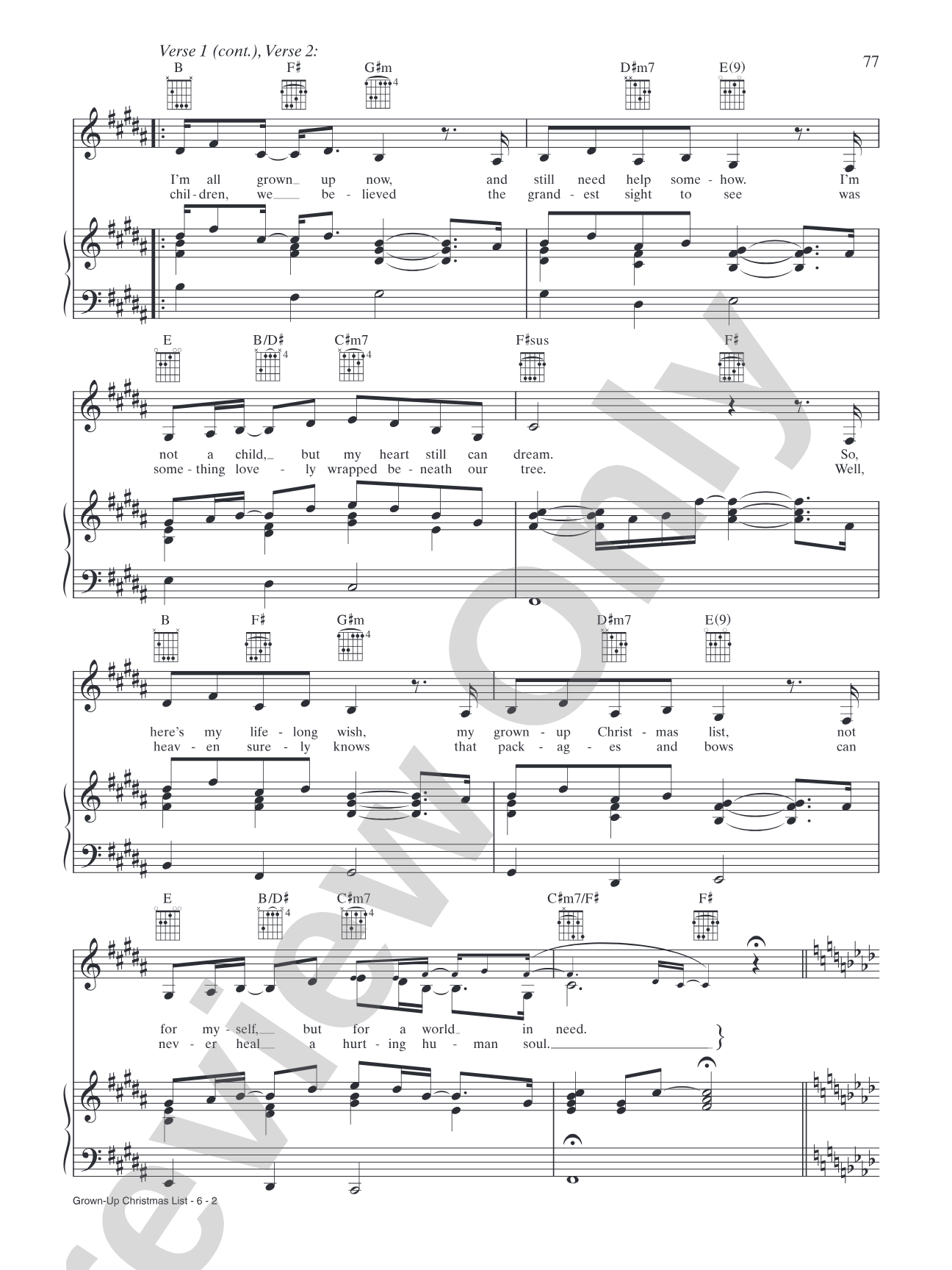 Grown-up Christmas List: Piano/Vocal/Chords