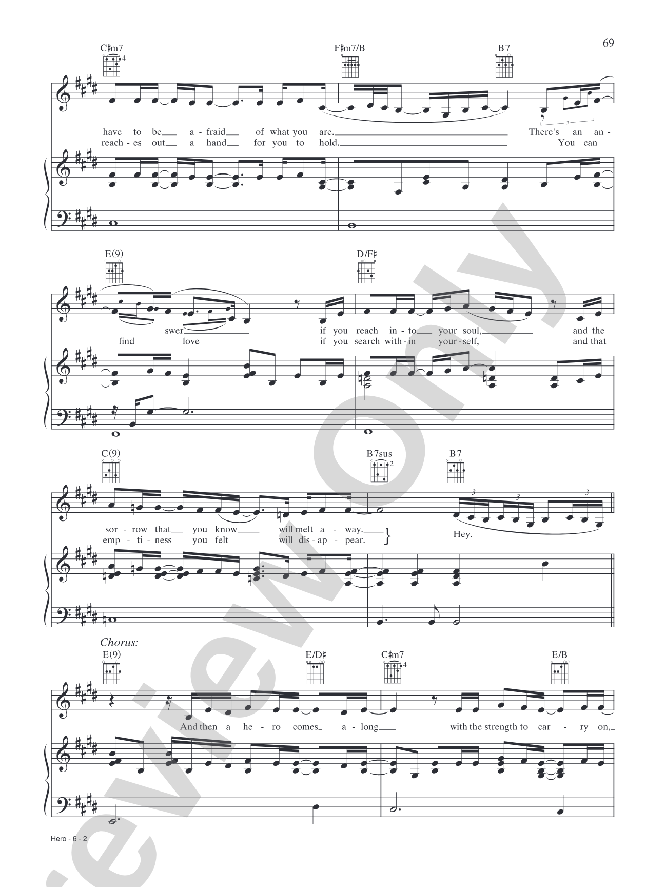 Hero: Piano/Vocal/Chords