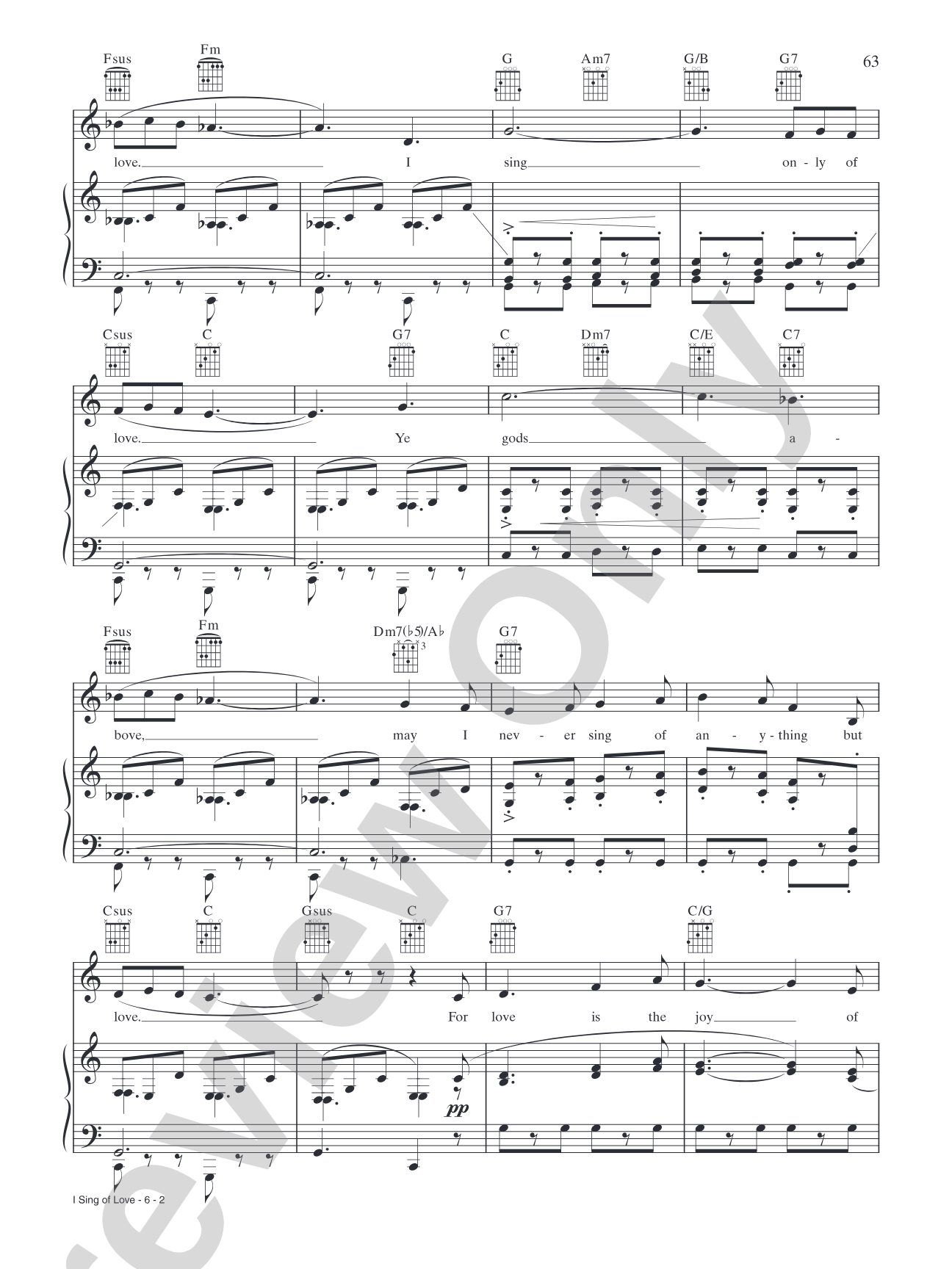 I Sing of Love (from "Kiss Me Kate"): Piano/Vocal/Chords