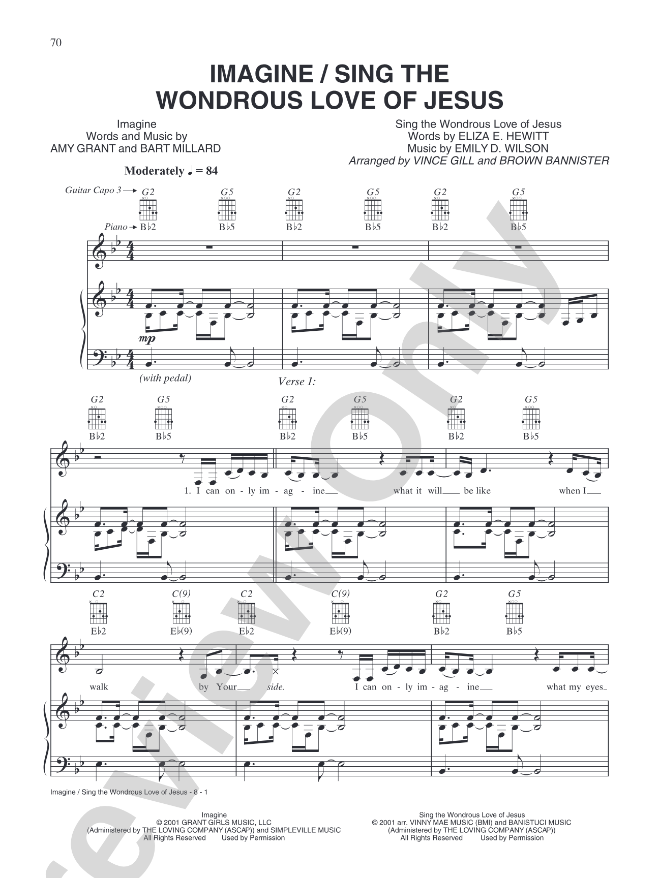 Imagine / Sing the Wonderous Love of Jesus [8593017-0]: Piano/Vocal/Chords