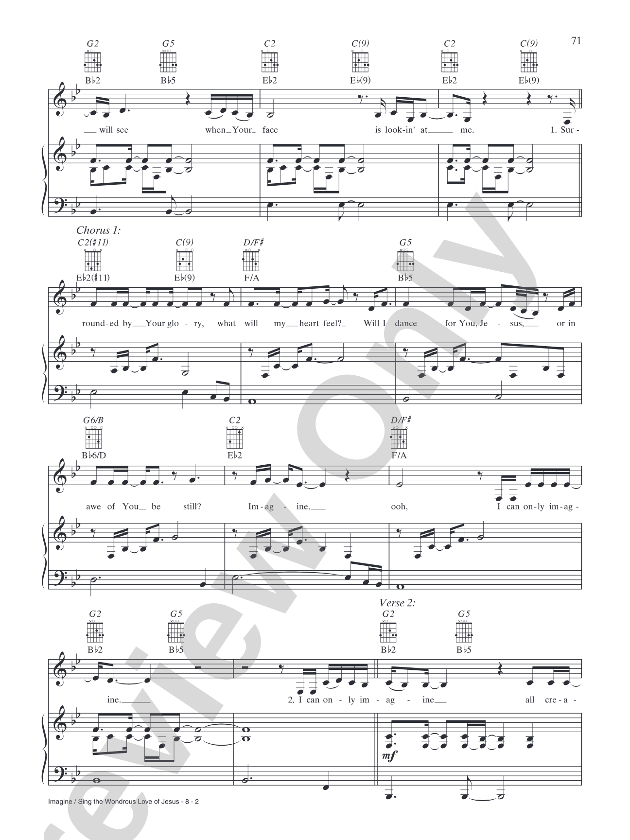 Imagine / Sing the Wonderous Love of Jesus [8593017-0]: Piano/Vocal/Chords