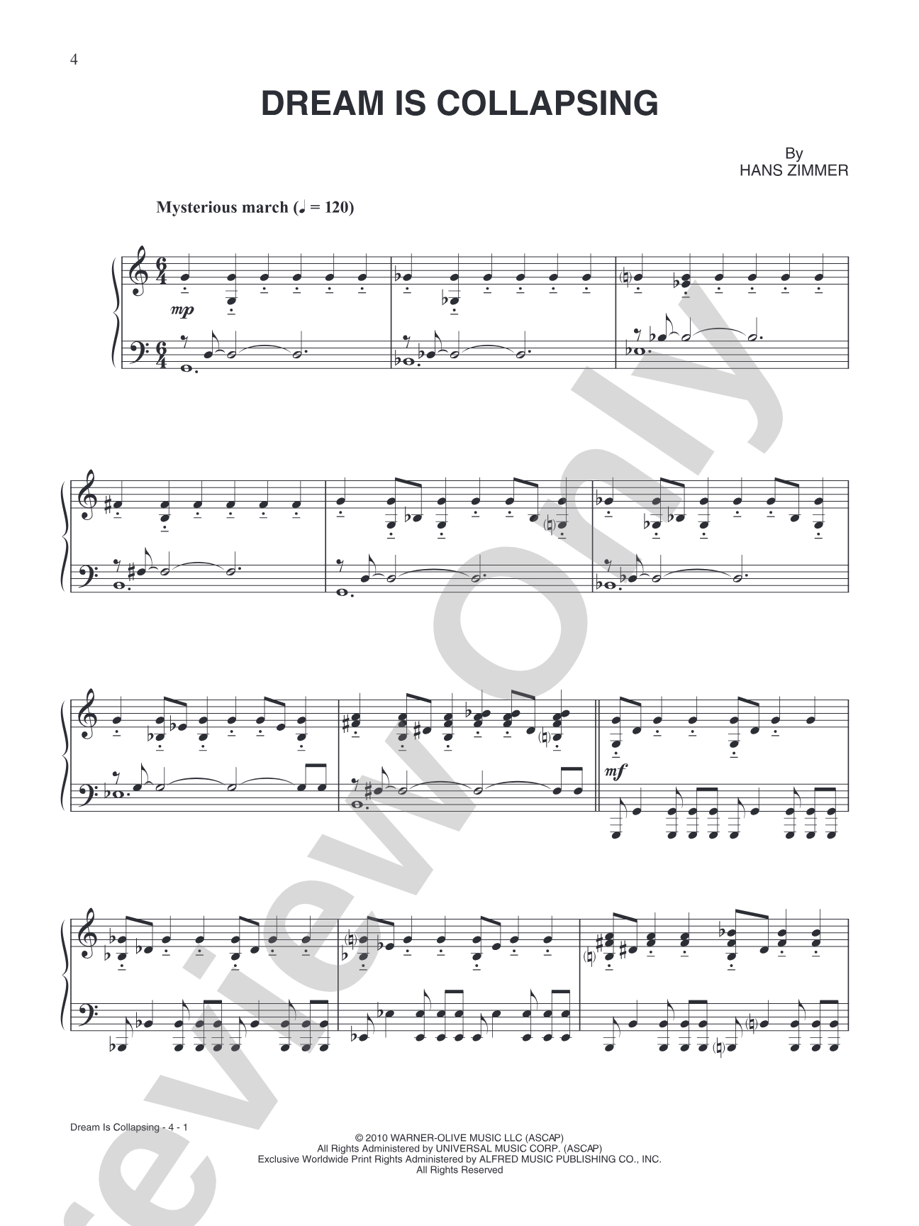 Dream Is Collapsing (from "Inception"): Piano