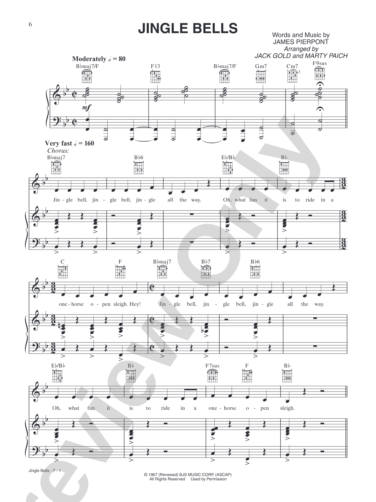 Jingle Bells: Piano/Vocal/Chords