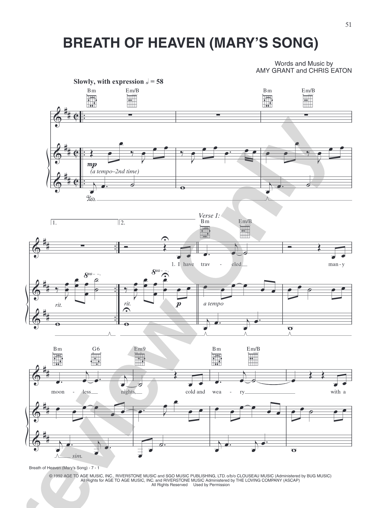 Breath of Heaven (Mary's Song): Piano/Vocal/Chords