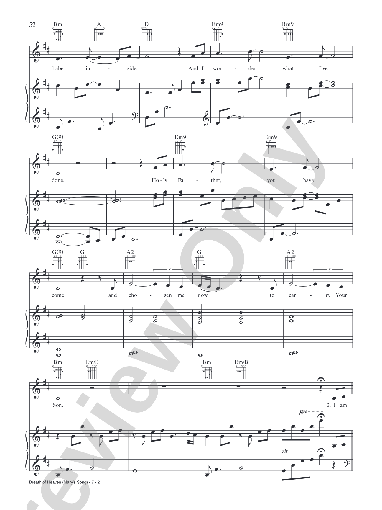 Breath of Heaven (Mary's Song): Piano/Vocal/Chords