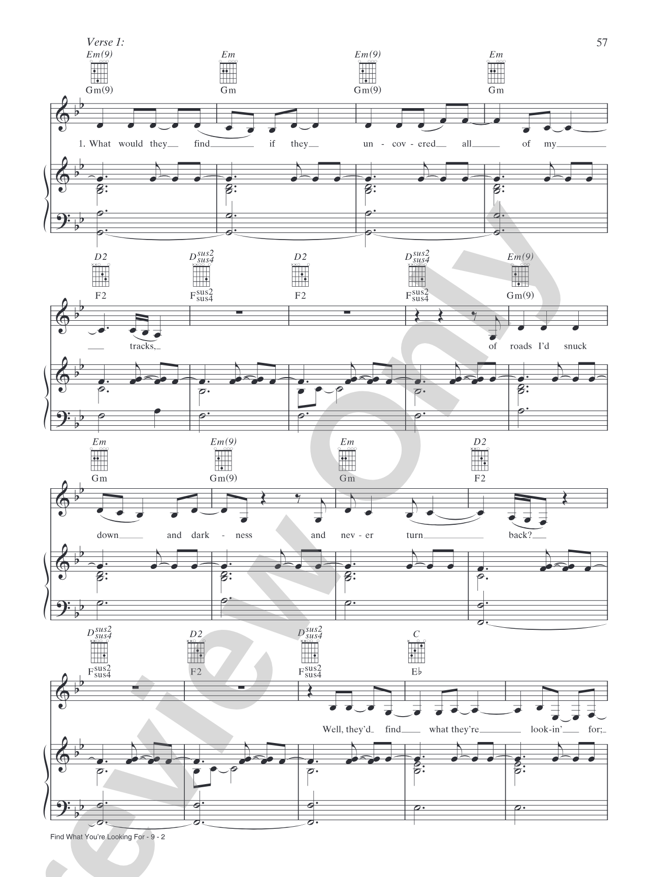Find What You're Looking For: Piano/Vocal/Chords