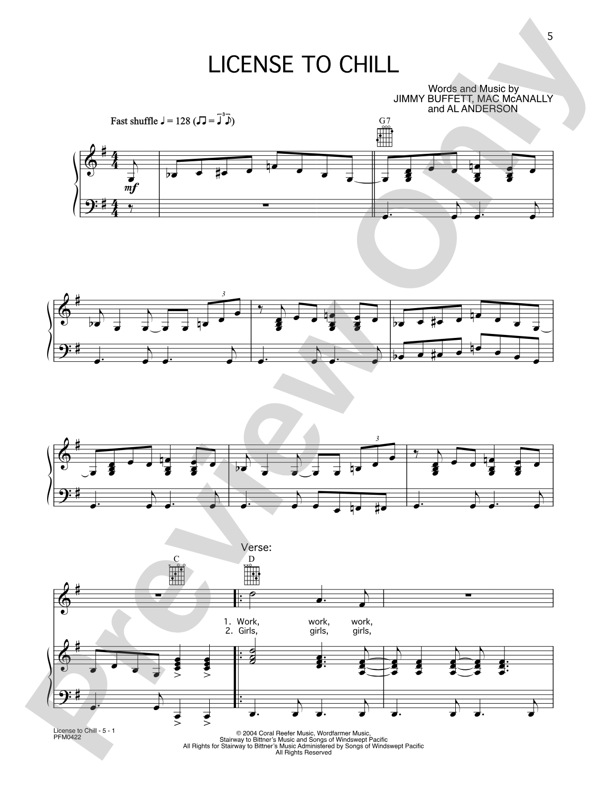 License To Chill: Piano/Vocal/Chords